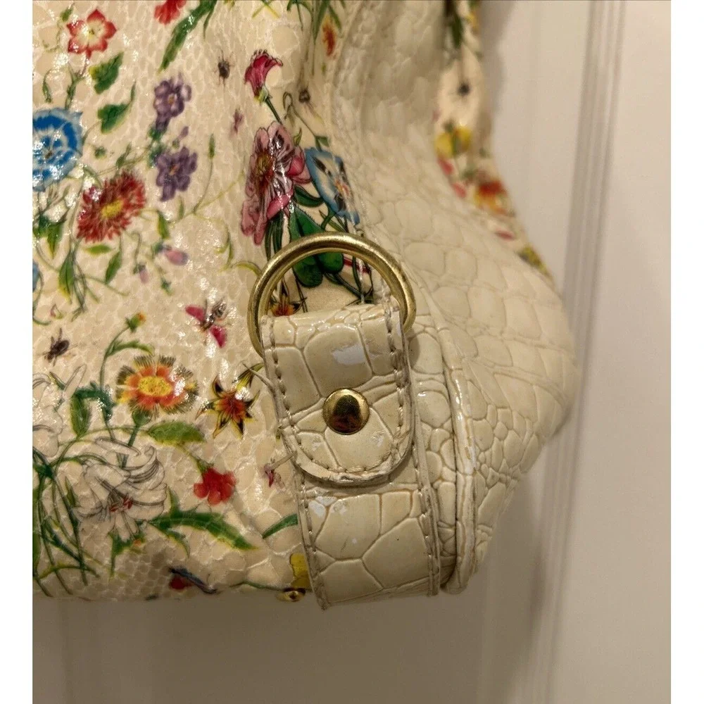 Nicole Lee Large Tote Bag/Purse Cream‎ w Floral Design